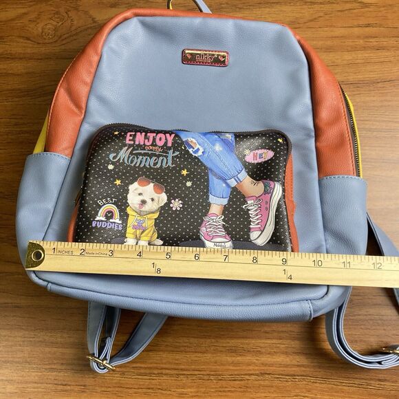 Nicole Lee USA Nikky Fashion Backpack Enjoy Every Moment Medium Faux Leather Zip - Picture 13 of 16